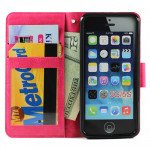 Wholesale iPhone 5S 5 Slim Flip Wallet Case (Pink)